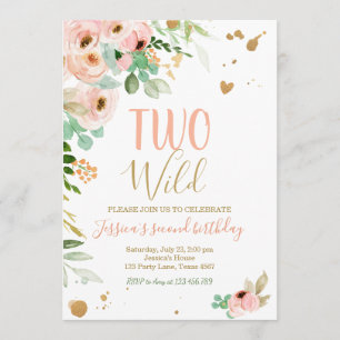 Deux Wild 2e Invitation Anniversaire Floral Rose G