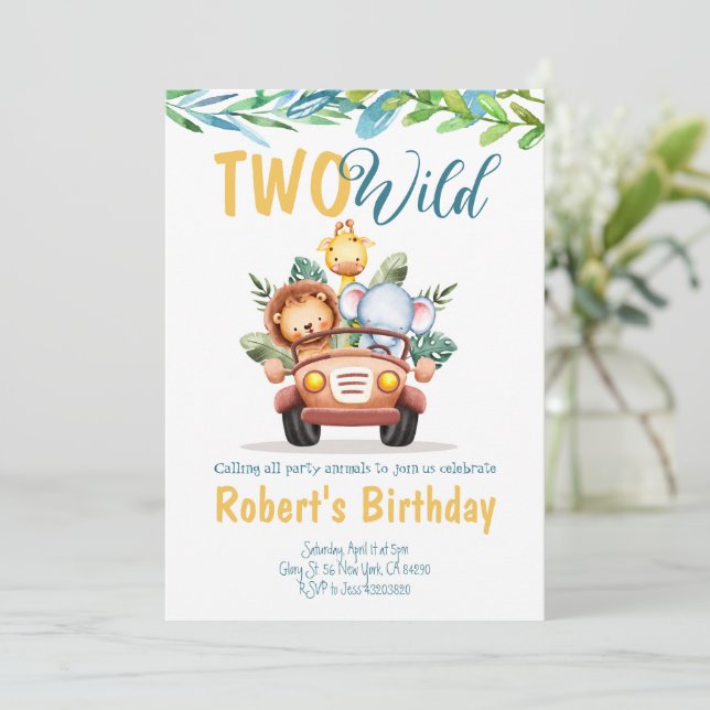 Deux Wild Boy Safari Invitation Anniversaire (Debout devant)