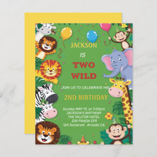 Deux Wild Safari 2e Invitation anniversaire