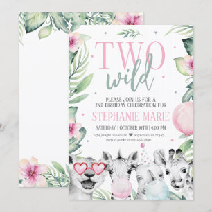 Deux Wild Safari Invitation d'anniversaire pour fi