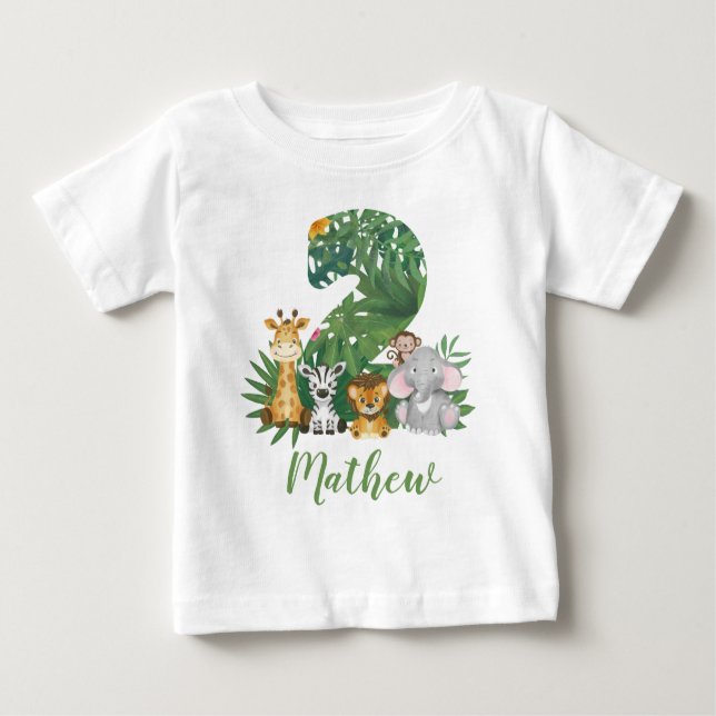 Deux Wild Un 2e Anniversaire Jungle Safari T-shirt (Devant)