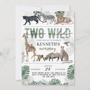Deux zoo sauvage Invitation d'anniversaire animal