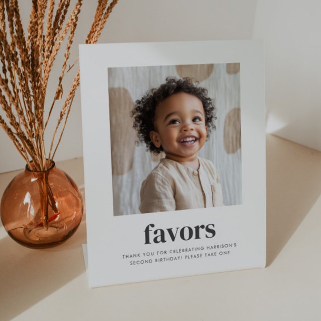 Deuxième anniversaire - Signe des faveurs photo Ca (Zazzle Second Birthday - Square Photo Favors Sign)