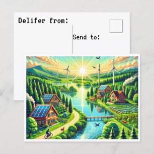 Devenez écolo - Carte postale Retro Pixel Art 16 b