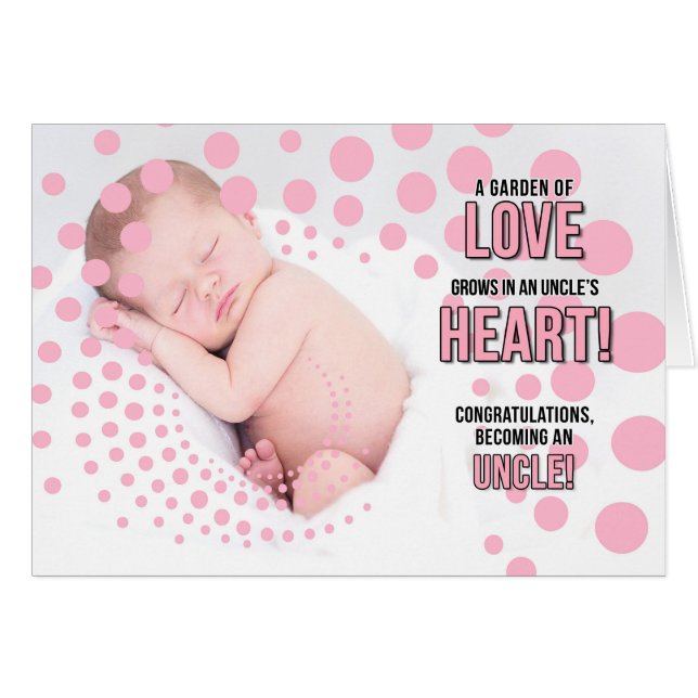 Devenir un oncle Félicitations Pink Dots Niece (Devant horizontal)