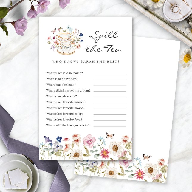 Déversement nuptial Le jeu de thé (Bridal Shower Spill The Tea Game by Painted Paperie
)