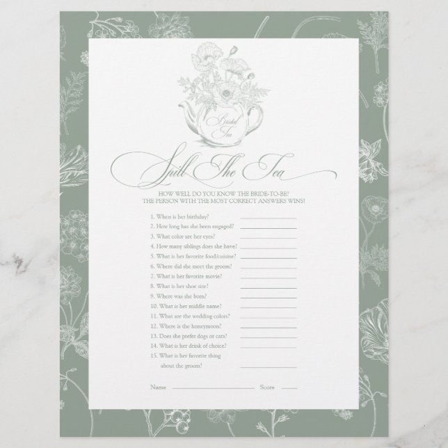 Déverser Le Jeu De Fête des mariées De Thé (Devant)