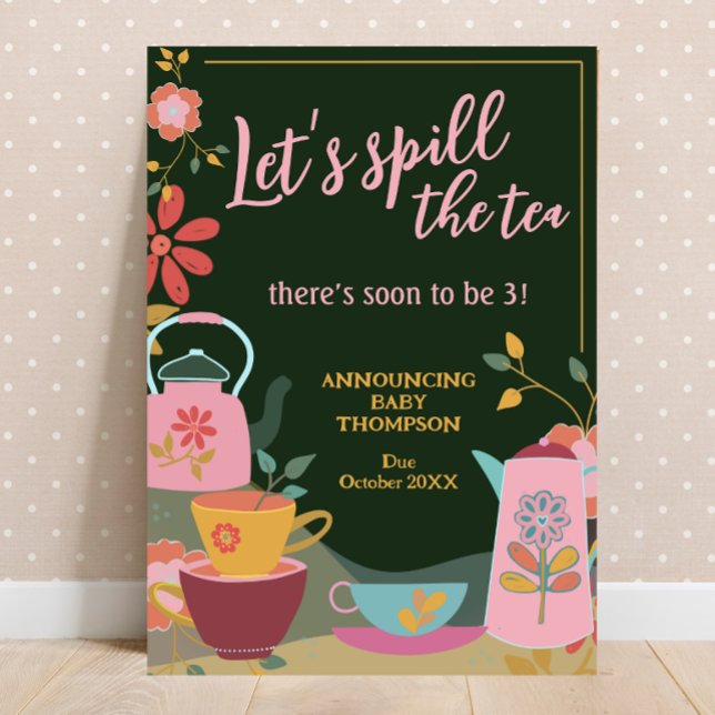 Déverser le thé mignon bébé Faire-part de grossess (Créateur téléchargé)