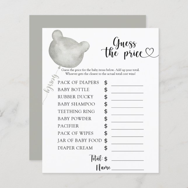 Devine le prix ! Jeu (Devant / Derrière)