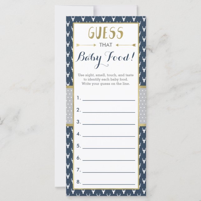 Devine Que Bébé Nourriture Jeu, Baby shower, Cerf (Devant)