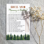 "Devine Qui..." Jeu de Baby shower Woodland<br><div class="desc">Woodland thème -devinez qui maman ou papa- feuille de jeux de baby shower. Personnalisable !</div>