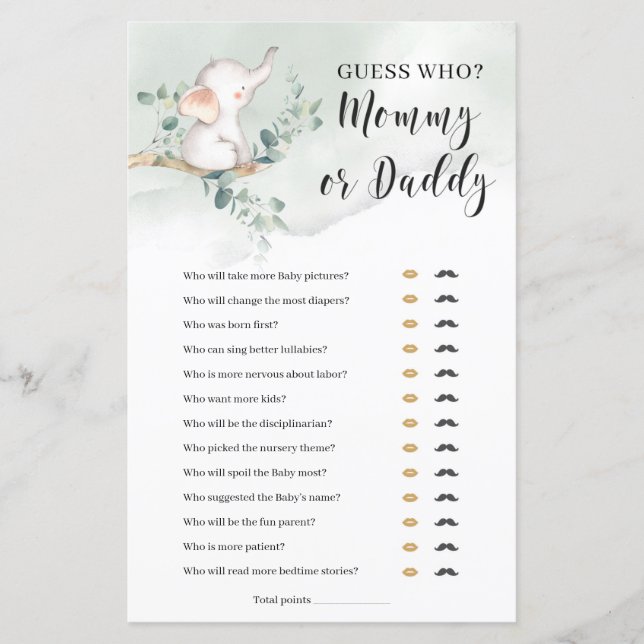 Devine qui maman ou papa jeu éléphant boho (Devant)