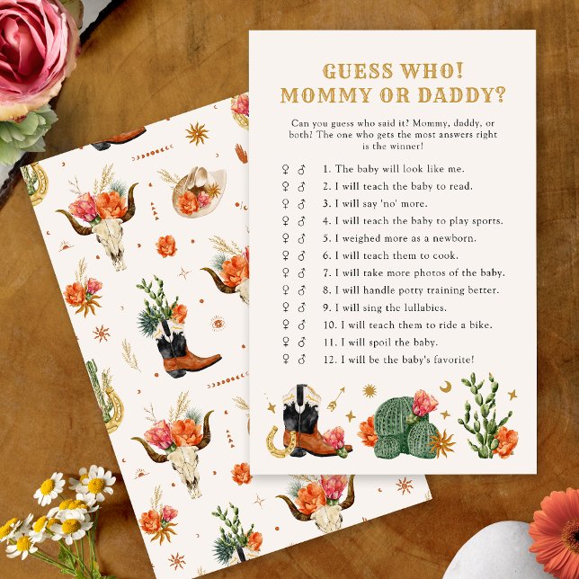 Devinette Occidentale Qui Joue (Western Theme Guess Who Game Card by Painted Paperie
)