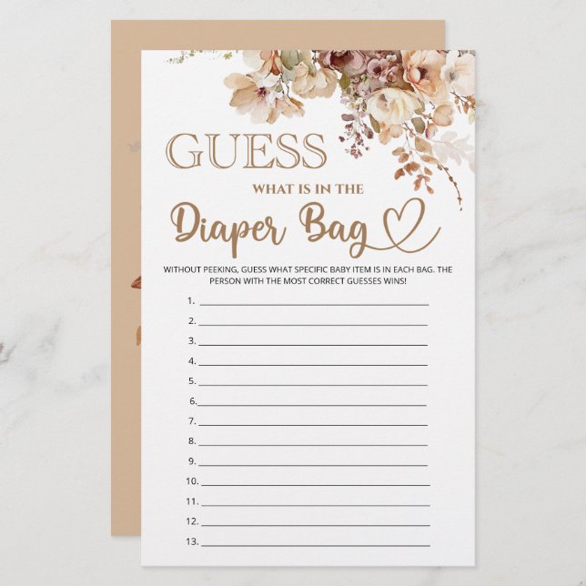 Devinez ce qu'il y a dans le baby shower à fleurs  (Devant / Derrière)