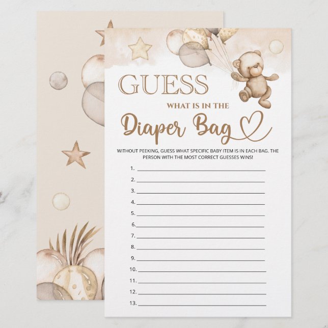 Devinez ce qu'il y a dans le baby shower d'ours de (Devant / Derrière)