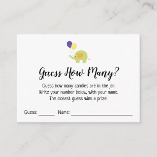 Devinez Combien ? Blanc avec carte de jeu Eléphant