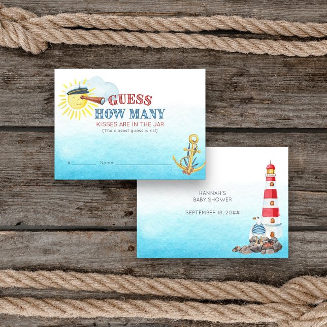 Devinez combien de Baby showers nautiques carte de (Guess how many baby shower game card from my Ahoy it's a boy Nautical Baby Shower collection)