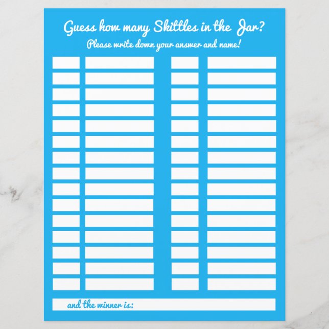 Devinez combien de bonbons dans le journal du Baby (Devant)