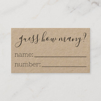 Devinez combien de cartes Baby shower Guesser Jeu