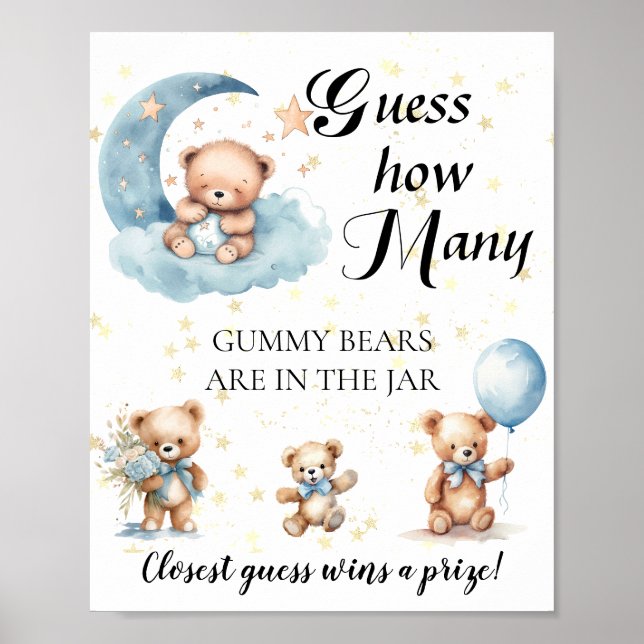 Devinez combien d'ours de gummy Baby shower Poster (Devant)