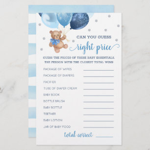 Devinez juste prix jeu Baby shower Teddy Bear