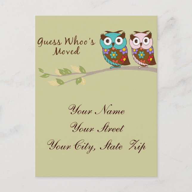 Devinez la carte de la chouette déplacée de Whoo (Devant)