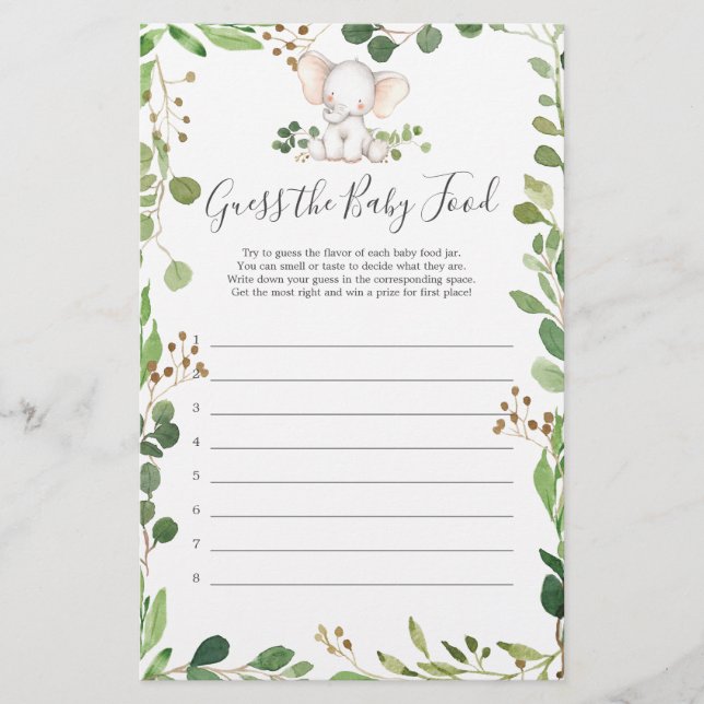 Devinez la Nourriture pour Bébé Baby Shower à Thèm (Devant)