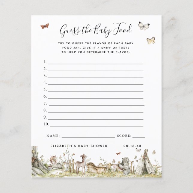 Devinez la nourriture pour bébés | Jeu Baby shower (Devant)