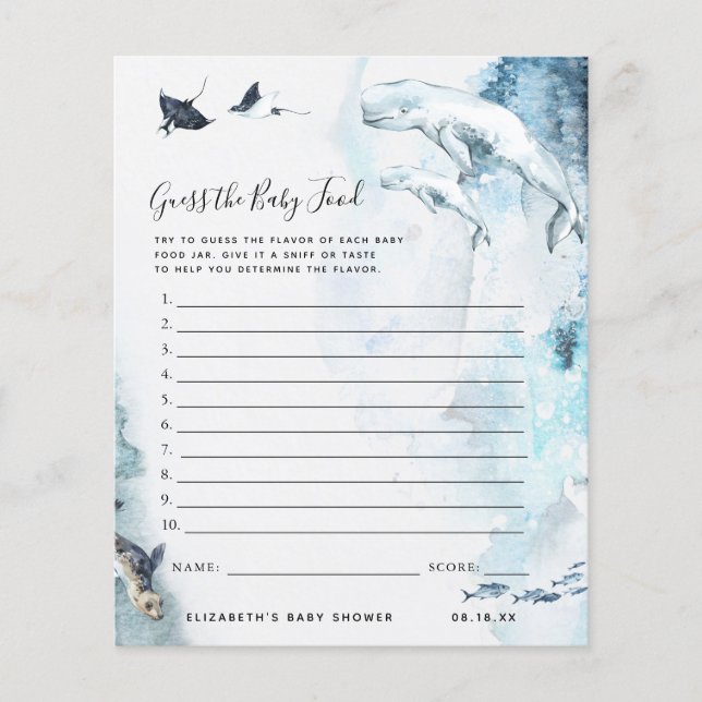 Devinez la nourriture pour bébés | Jeu Baby shower (Devant)