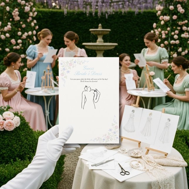 Devinez la robe Carte de jeu floral pour la douche (Guess the Dress Bridal Shower Floral game card)