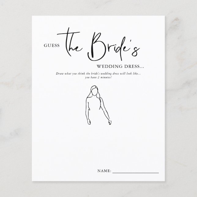 Devinez la robe de la mariée | Jeu de baby shower (Devant)