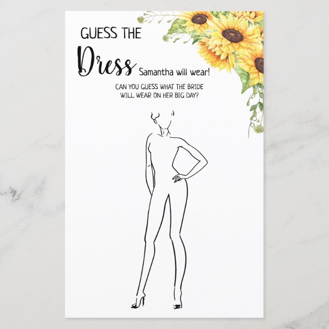 Devinez la robe nuptiale douche anglais jeu espagn (Devant)