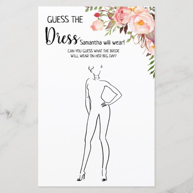 Devinez la robe nuptiale douche anglais jeu espagn (Devant)