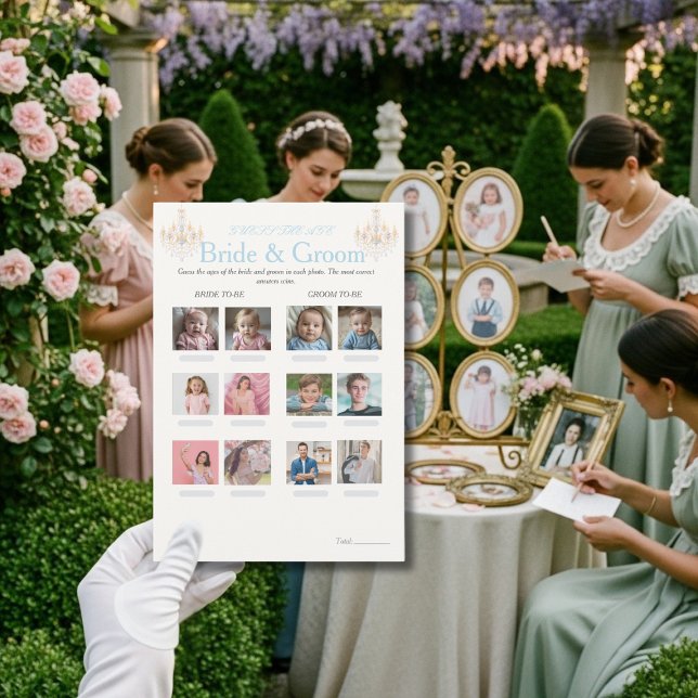 Devinez l'âge Carte de jeu élégant pour la fête de (Guess the Age Bridal Shower Fancy game card)