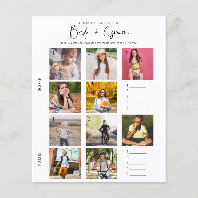 Devinez l'âge | Jeu de Salle de Mariage en Photo (Devant)