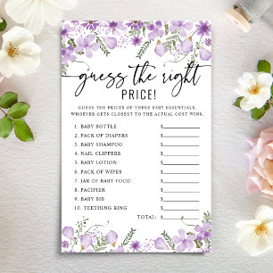 Devinez le bon prix jeu Baby shower violet