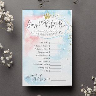 "Devinez le bon prix" jeu d'or bleu rose