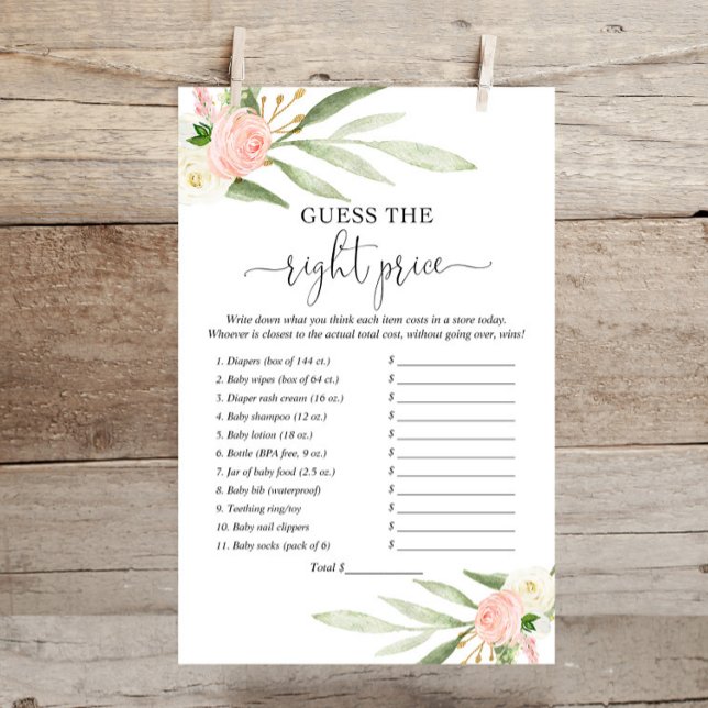 Devinez le bon prix rose verdure jeu de douche (Créateur téléchargé)