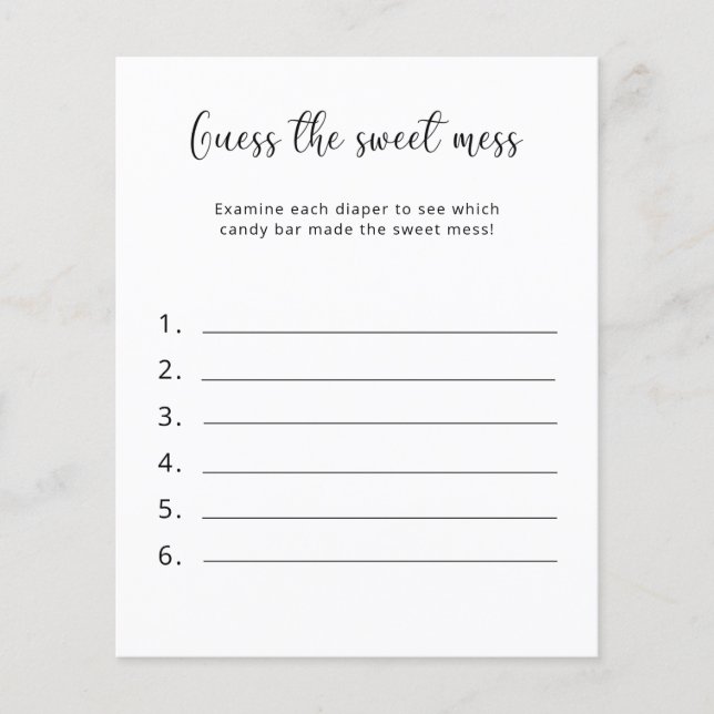 Devinez le doux désordre - Jeu de Baby Shower (Devant)
