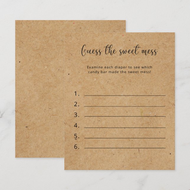 Devinez le doux désordre - Jeu de Baby Shower (Devant / Derrière)