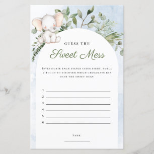 Devinez Le Jeu De Baby shower Bleu Mess Sweet