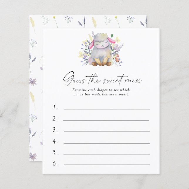 Devinez le jeu de Baby shower de la douceur - agne (Devant / Derrière)