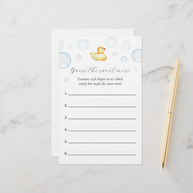 Devinez le jeu de Baby shower de mats doux (Devant/Arrière en situation)