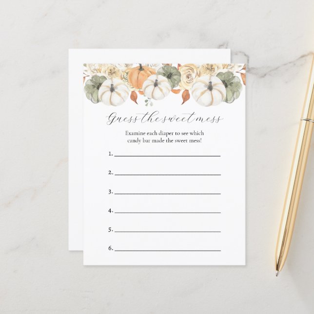 Devinez le jeu de Baby shower de mats doux (Devant/Arrière en situation)