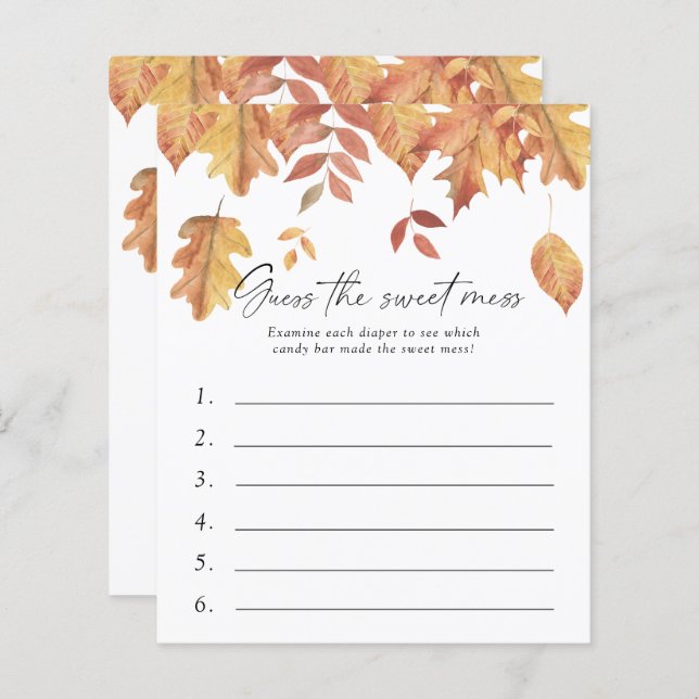 Devinez le jeu de Baby shower de mats doux - Feuil (Devant / Derrière)