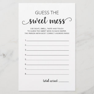 Devinez le jeu de baby shower Sweet Mess