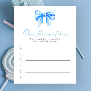 Devinez le jeu de baby shower Sweet Mess - Nœud bl
