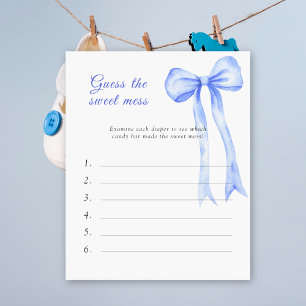 Devinez le jeu de baby shower Sweet Mess - Nœud bl