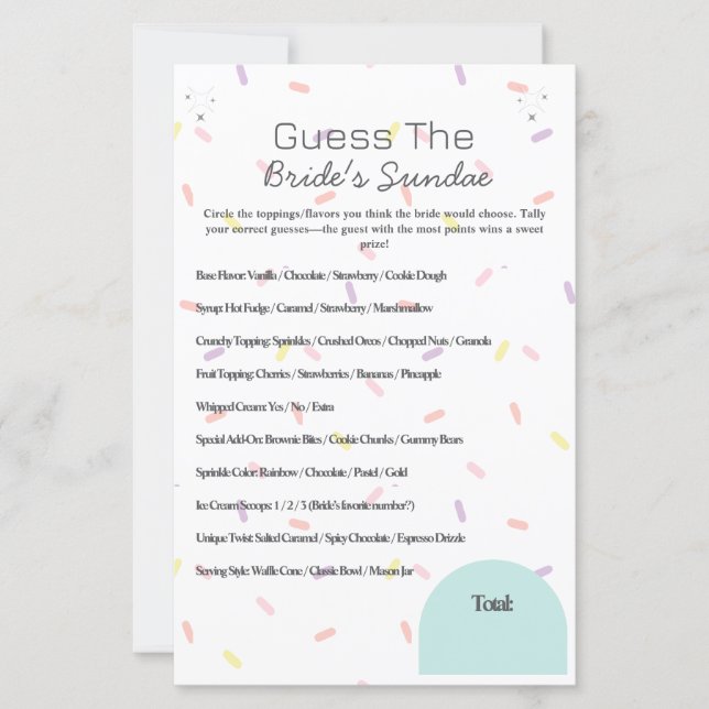 Devinez le jeu Sundae de la mariée (Devant)