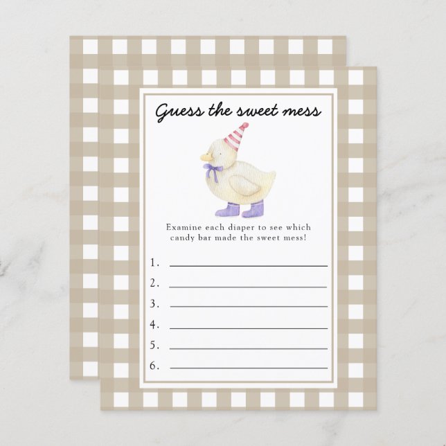 Devinez le jeu Sweet Mess - Petit canard (Devant / Derrière)